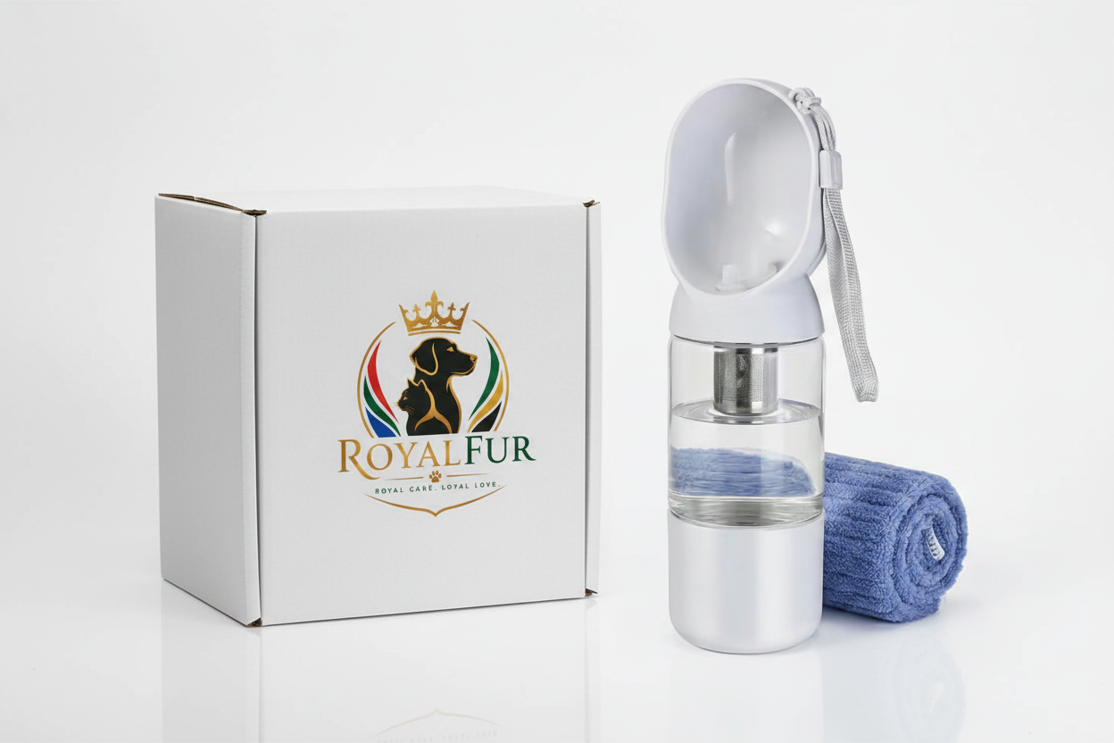 Royalfur Box with Bottle Standing Beside It